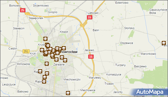 mapa Jacewo, Jacewo na mapie Targeo