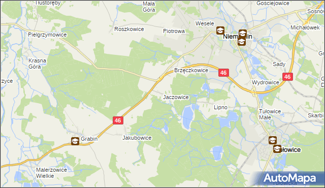 mapa Jaczowice, Jaczowice na mapie Targeo