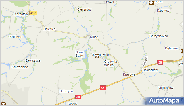 mapa Jakubowice gmina Pawłowiczki, Jakubowice gmina Pawłowiczki na mapie Targeo