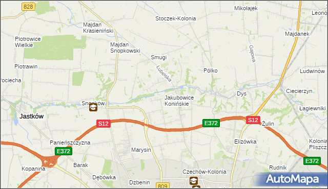 mapa Jakubowice Konińskie, Jakubowice Konińskie na mapie Targeo