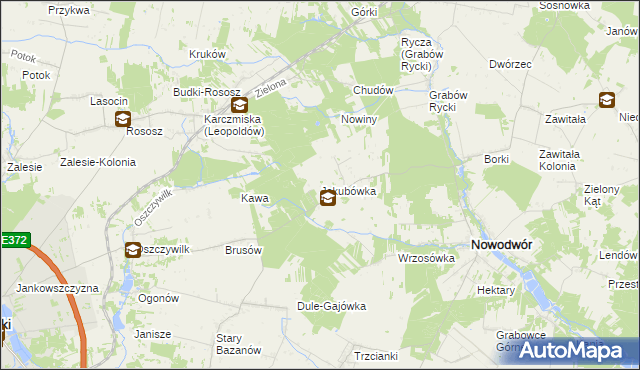 mapa Jakubówka gmina Nowodwór, Jakubówka gmina Nowodwór na mapie Targeo