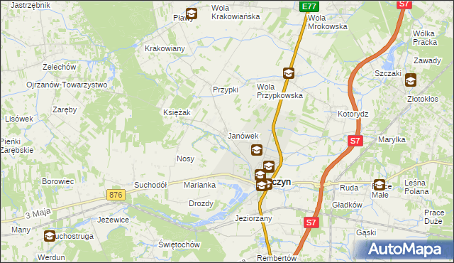 mapa Janówek gmina Tarczyn, Janówek gmina Tarczyn na mapie Targeo