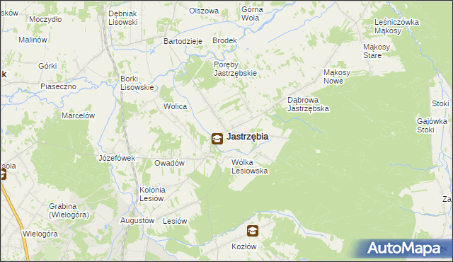 mapa Jastrzębia powiat radomski, Jastrzębia powiat radomski na mapie Targeo