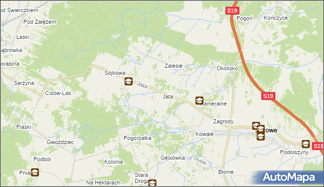 mapa Jata gmina Jeżowe, Jata gmina Jeżowe na mapie Targeo