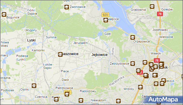mapa Jejkowice, Jejkowice na mapie Targeo