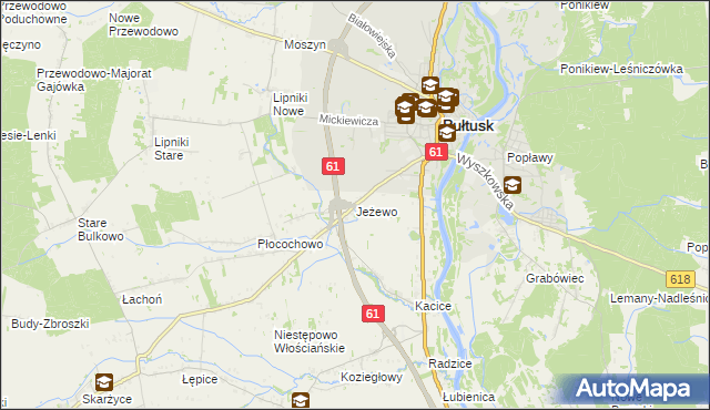 mapa Jeżewo gmina Pułtusk, Jeżewo gmina Pułtusk na mapie Targeo