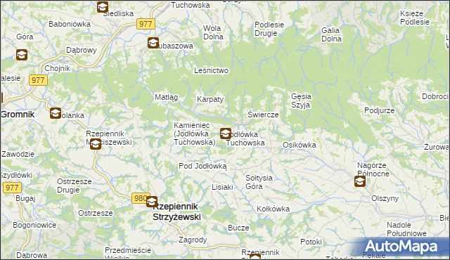 mapa Jodłówka Tuchowska, Jodłówka Tuchowska na mapie Targeo