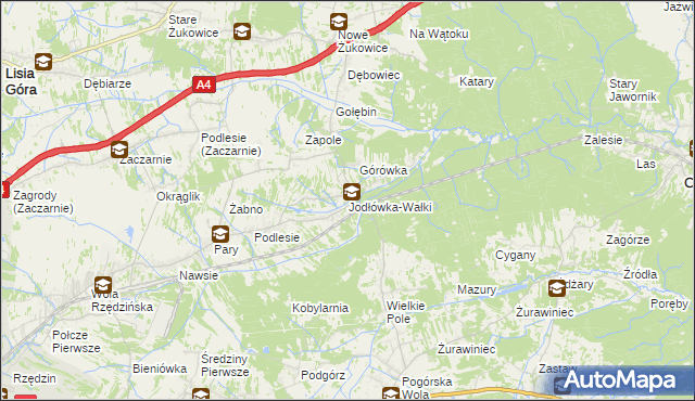 mapa Jodłówka-Wałki, Jodłówka-Wałki na mapie Targeo