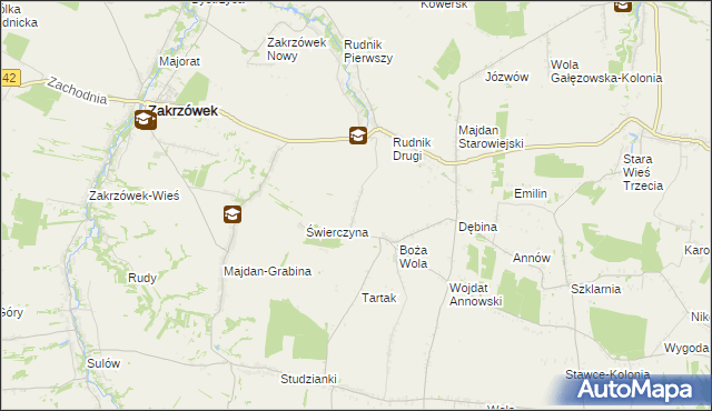 mapa Józefin gmina Zakrzówek, Józefin gmina Zakrzówek na mapie Targeo