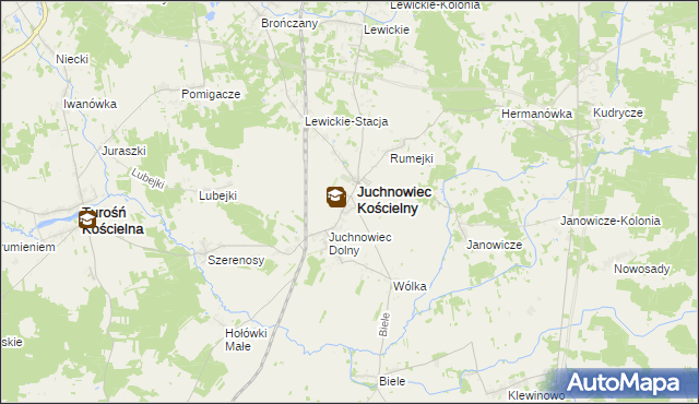 mapa Juchnowiec Górny, Juchnowiec Górny na mapie Targeo