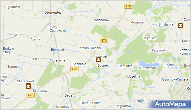 mapa Kamień gmina Ceków-Kolonia, Kamień gmina Ceków-Kolonia na mapie Targeo