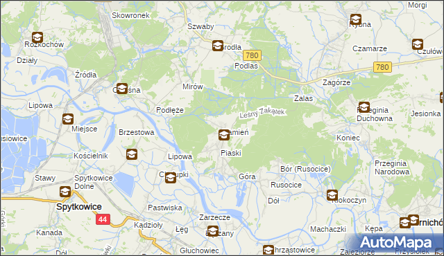 mapa Kamień gmina Czernichów, Kamień gmina Czernichów na mapie Targeo
