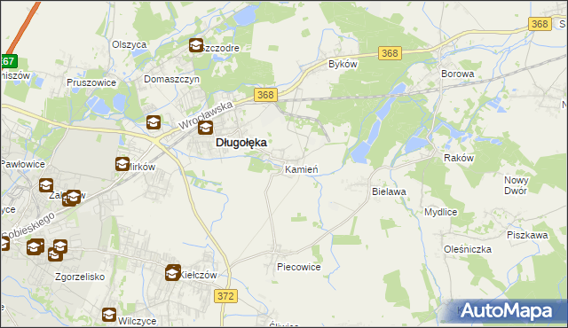 mapa Kamień gmina Długołęka, Kamień gmina Długołęka na mapie Targeo