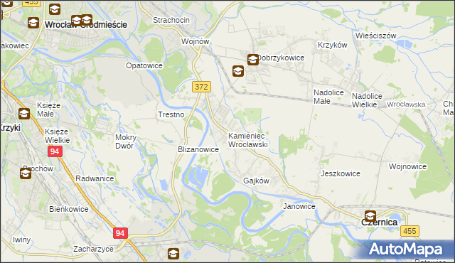 mapa Kamieniec Wrocławski, Kamieniec Wrocławski na mapie Targeo