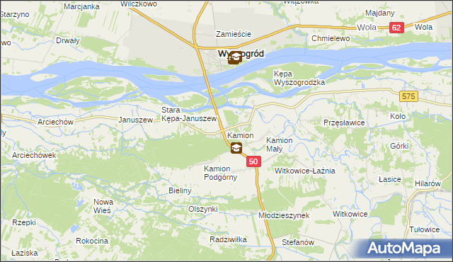 mapa Kamion gmina Młodzieszyn, Kamion gmina Młodzieszyn na mapie Targeo