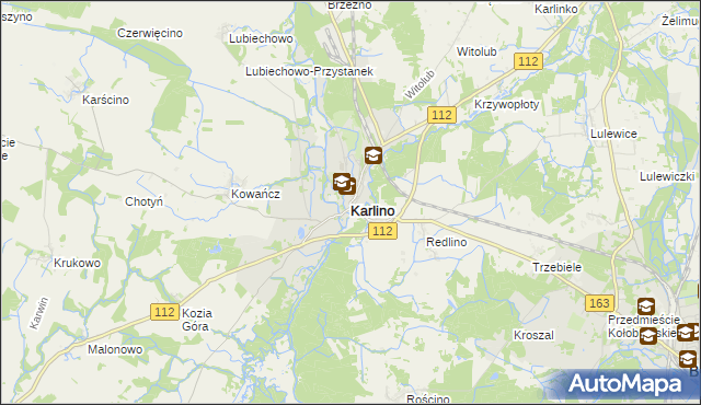 mapa Karlino, Karlino na mapie Targeo