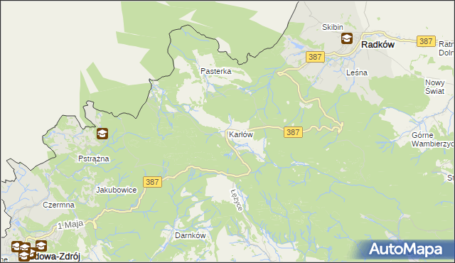 mapa Karłów gmina Radków, Karłów gmina Radków na mapie Targeo