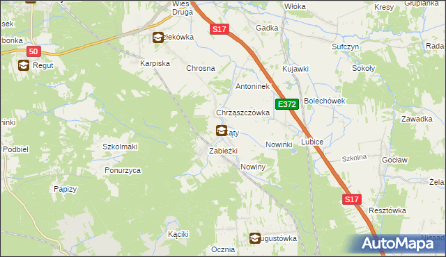 mapa Kąty gmina Kołbiel, Kąty gmina Kołbiel na mapie Targeo