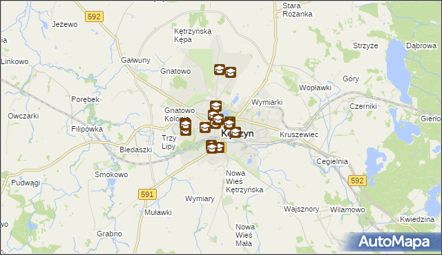 mapa Kętrzyn, Kętrzyn na mapie Targeo