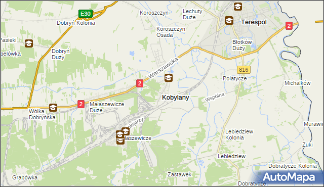 mapa Kobylany gmina Terespol, Kobylany gmina Terespol na mapie Targeo
