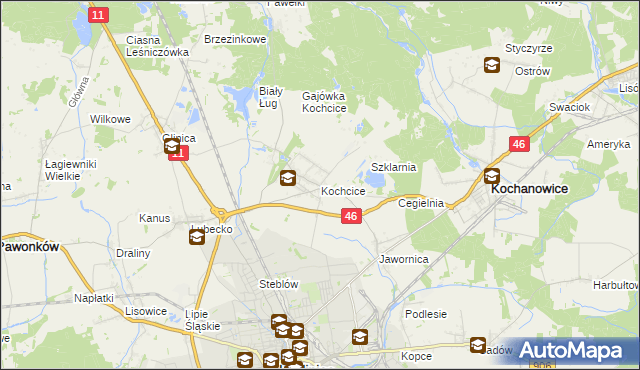 mapa Kochcice, Kochcice na mapie Targeo