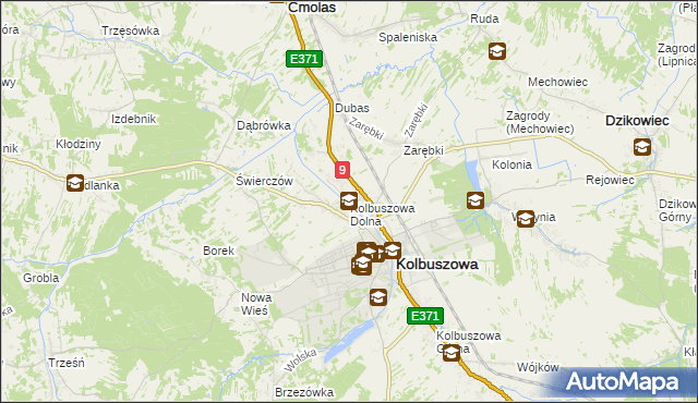 mapa Kolbuszowa Dolna, Kolbuszowa Dolna na mapie Targeo