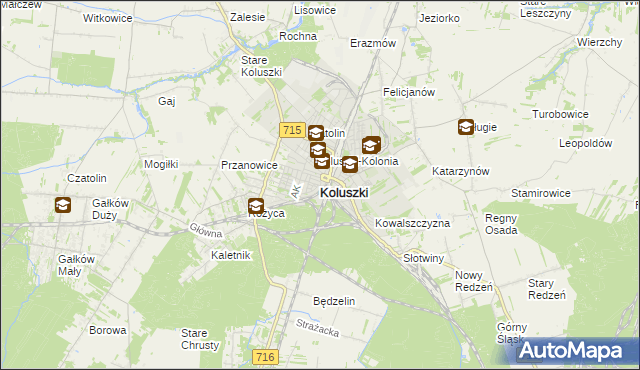 mapa Koluszki, Koluszki na mapie Targeo