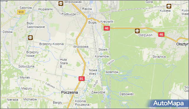 mapa Korwinów, Korwinów na mapie Targeo