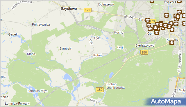 mapa Kotuń gmina Szydłowo, Kotuń gmina Szydłowo na mapie Targeo