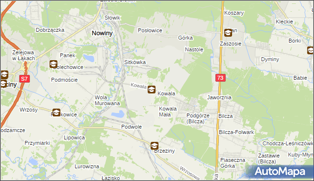 mapa Kowala gmina Sitkówka-Nowiny, Kowala gmina Sitkówka-Nowiny na mapie Targeo
