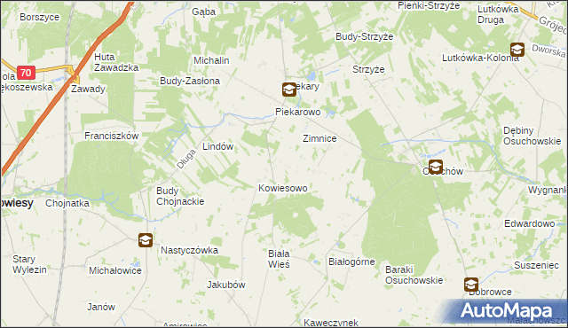 mapa Kowiesy gmina Mszczonów, Kowiesy gmina Mszczonów na mapie Targeo