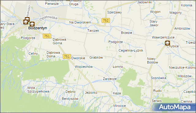 mapa Krajków gmina Pawłów, Krajków gmina Pawłów na mapie Targeo