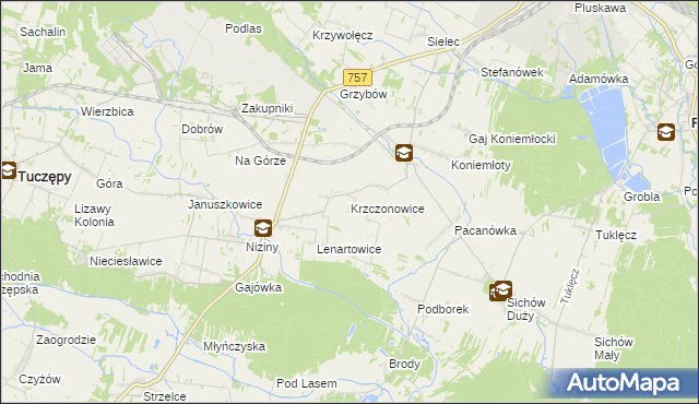 mapa Krzczonowice gmina Staszów, Krzczonowice gmina Staszów na mapie Targeo