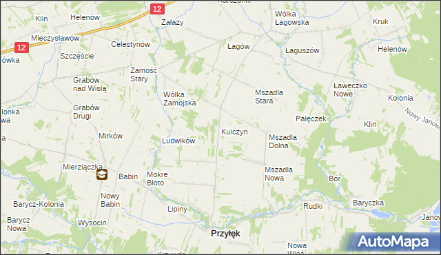 mapa Kulczyn gmina Przyłęk, Kulczyn gmina Przyłęk na mapie Targeo