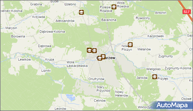 mapa Łaskarzew, Łaskarzew na mapie Targeo