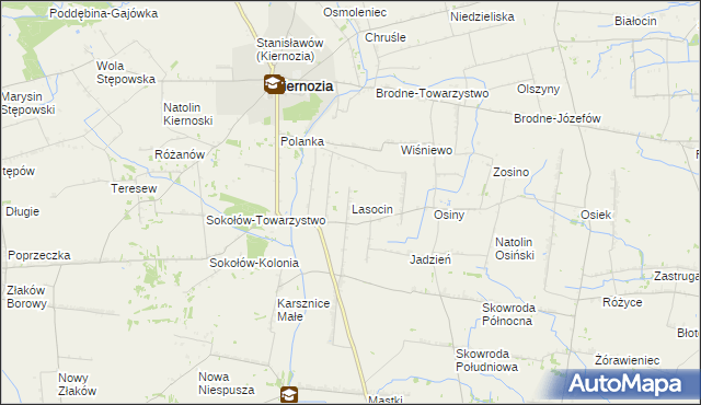 mapa Lasocin gmina Kiernozia, Lasocin gmina Kiernozia na mapie Targeo