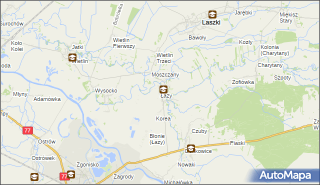 mapa Łazy gmina Radymno, Łazy gmina Radymno na mapie Targeo