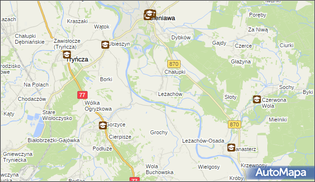 mapa Leżachów, Leżachów na mapie Targeo