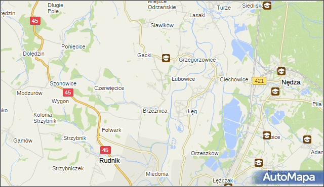 mapa Ligota Książęca gmina Rudnik, Ligota Książęca gmina Rudnik na mapie Targeo