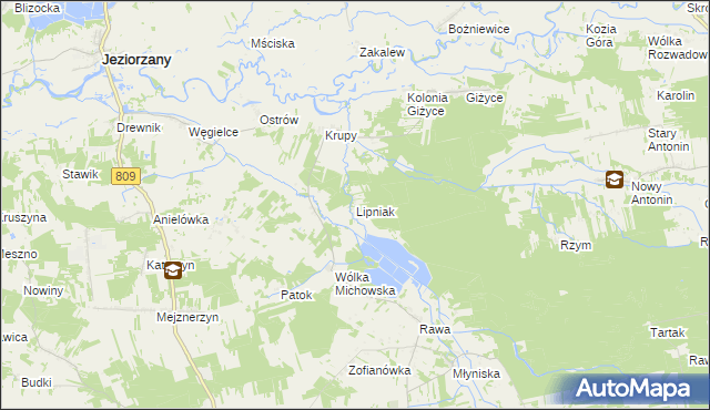 mapa Lipniak gmina Michów, Lipniak gmina Michów na mapie Targeo