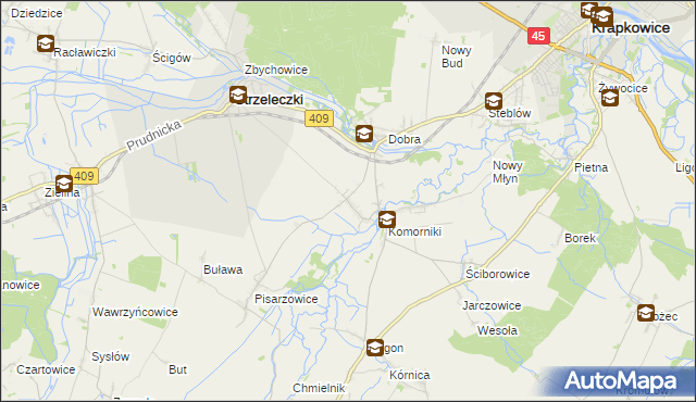 mapa Łowkowice gmina Strzeleczki, Łowkowice gmina Strzeleczki na mapie Targeo