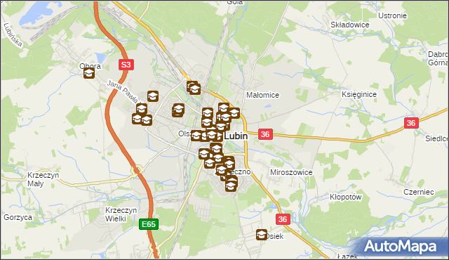 mapa Lubin, Lubin na mapie Targeo