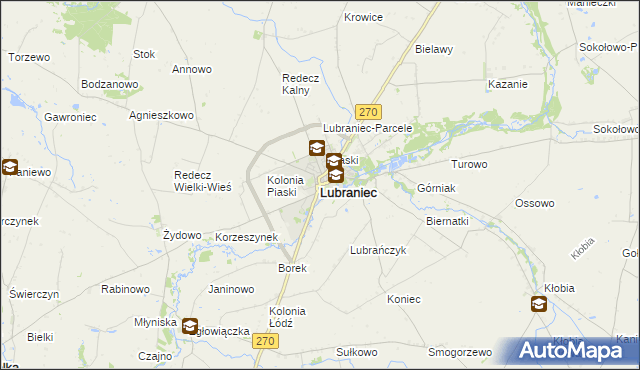 mapa Lubraniec, Lubraniec na mapie Targeo