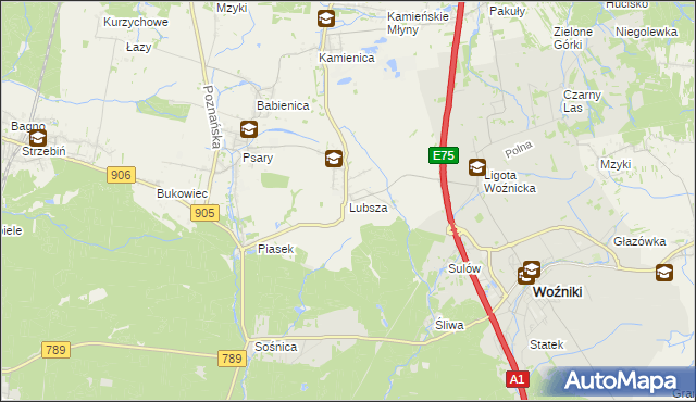 mapa Lubsza gmina Woźniki, Lubsza gmina Woźniki na mapie Targeo