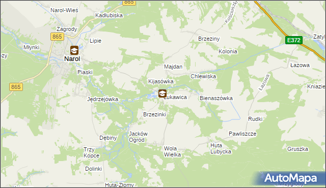 mapa Łukawica gmina Narol, Łukawica gmina Narol na mapie Targeo