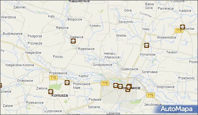 mapa Makocice, Makocice na mapie Targeo
