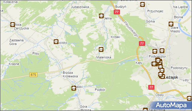 mapa Maleniska gmina Leżajsk, Maleniska gmina Leżajsk na mapie Targeo
