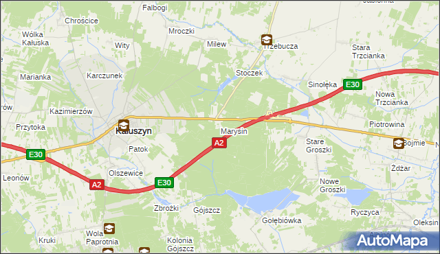 mapa Marysin gmina Kałuszyn, Marysin gmina Kałuszyn na mapie Targeo