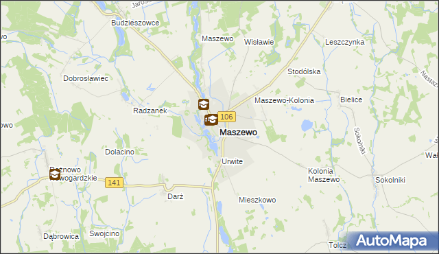 mapa Maszewo powiat goleniowski, Maszewo powiat goleniowski na mapie Targeo