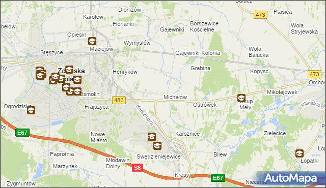 mapa Michałów gmina Zduńska Wola, Michałów gmina Zduńska Wola na mapie Targeo